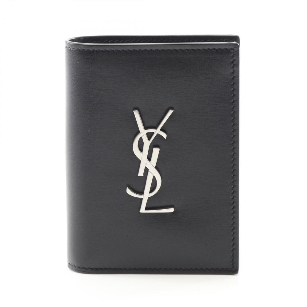 Saint Laurent Cassandre Leather Card Holder Black